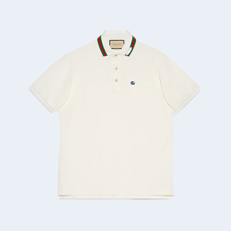 구찌 GG 코튼 피케 폴로 셔츠 화이트