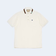 구찌 GG 코튼 피케 폴로 셔츠 화이트