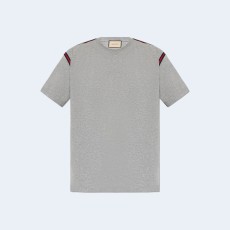 구찌 웹 스트라이프 크루넥 티셔츠 그레이