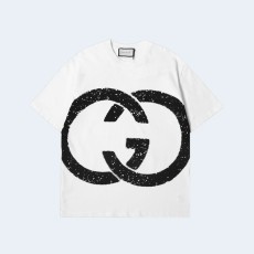 구찌 살로나 드로윙 로고 코튼 티셔츠 화이트