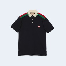 구찌 GG 크로스 코튼 폴로 셔츠 블랙
