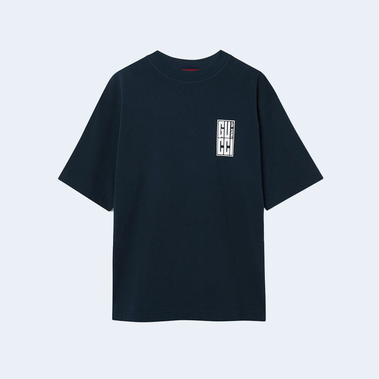 구찌 프린트 코튼 저지 티셔츠