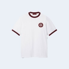 구찌 화이트 코튼 저지 티셔츠