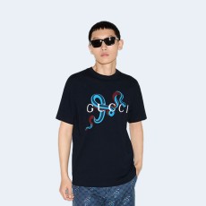 구찌 프린트 미디엄 코튼 저지 티셔츠