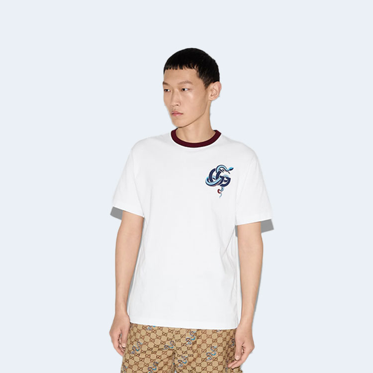 구찌 프린트 미디엄 코튼 저지 티셔츠