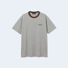 구찌 웹 디테일 티셔츠 그레이