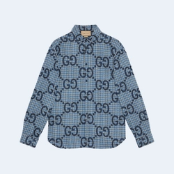 구찌 점보 GG 체크 울 셔츠