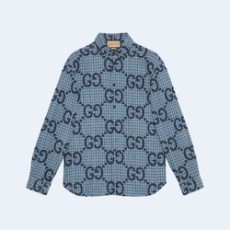 구찌 점보 GG 체크 울 셔츠