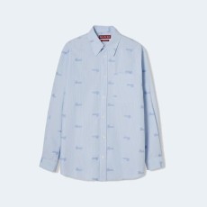 구찌 자수 스트라이프 코튼 셔츠