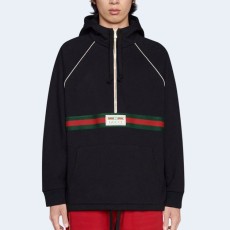 구찌 코튼 저지 스웨트셔츠 웹 블랙