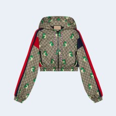 구찌 드래곤 프린트 크롭 저지 자켓