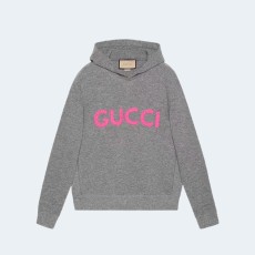 구찌 로고 엠브로이더드 울 후드