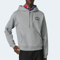 구찌 코튼 저지 후드 스웨트셔츠 그레이