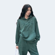 구찌 자수 코튼 저지 후드 스웨트셔츠 그린