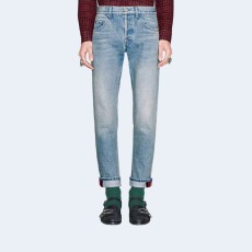 구찌 웹 커프드 스트레이트 진