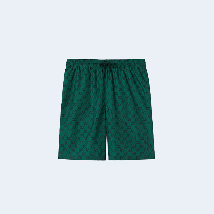 구찌 GG 프린트 나일론 스윔 쇼츠 그린