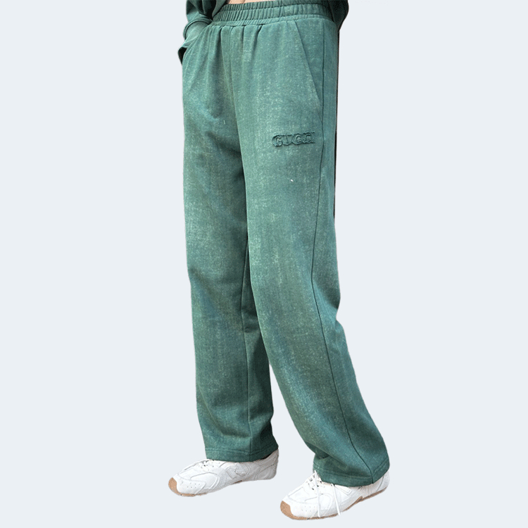 구찌 자수 코튼 팬츠 그린