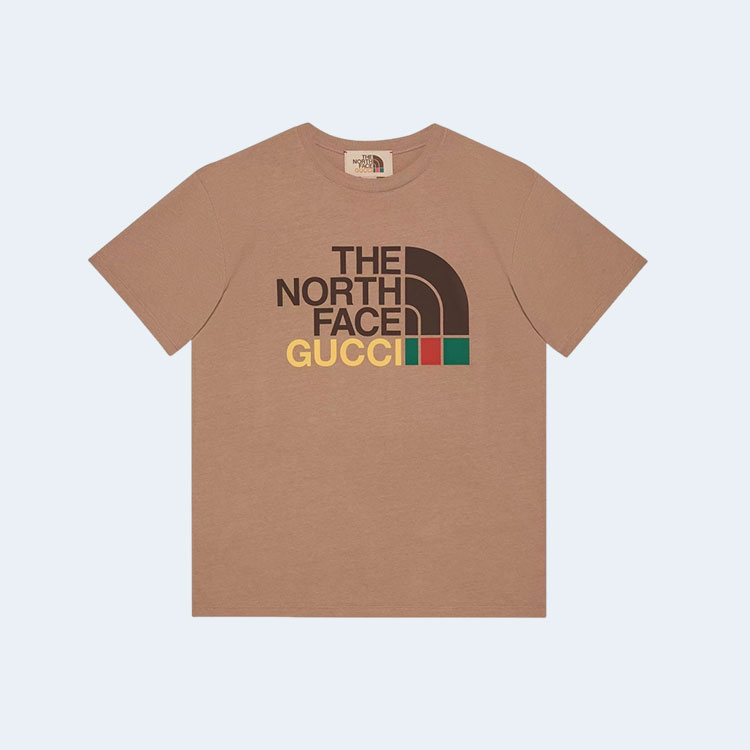 구찌 x 더 노스페이스 티셔츠 카멜