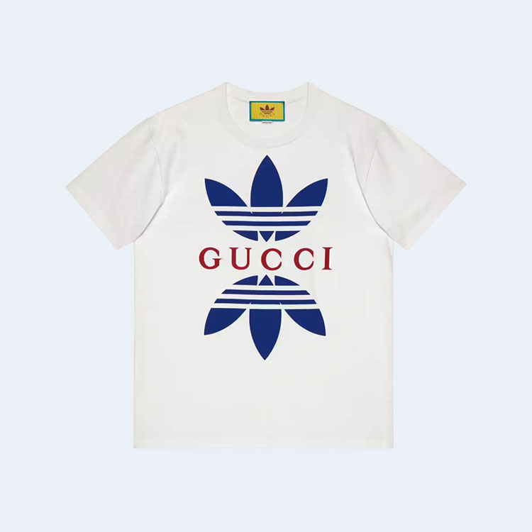 구찌 x 아디다스 코튼 저지 티셔츠 화이트