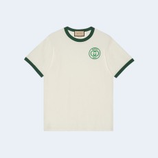 구찌 그린 로고 코튼 저지 티셔츠