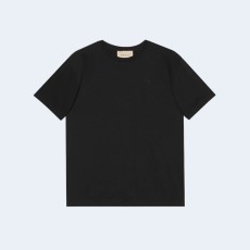 구찌 로고 자수 블랙 티셔츠