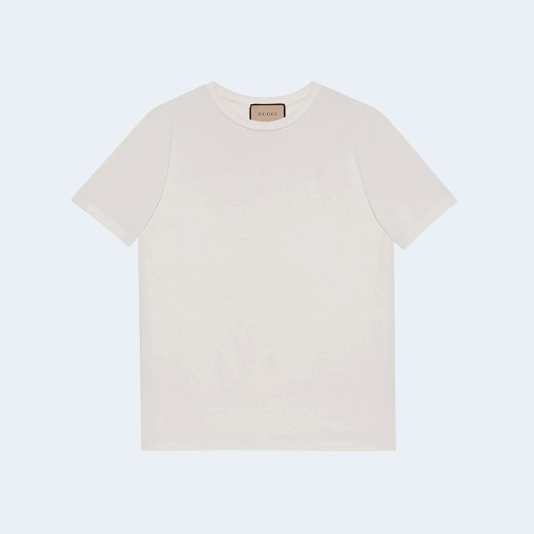 구찌 로고 자수 화이트 티셔츠