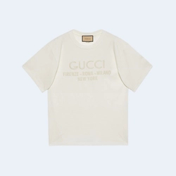 구찌 자수 로고 코튼 티셔츠 화이트