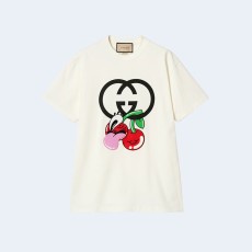 구찌 코튼 저지 체리 프린트 티셔츠 화이트