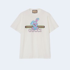 구찌 코튼 저지 래빗 프린트 티셔츠