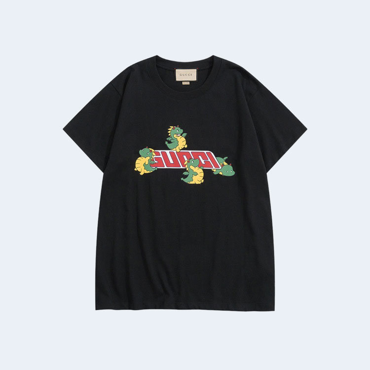 구찌 레드 모노그램 드래곤 티셔츠