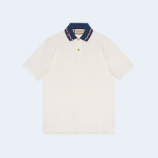 구찌 자수 스트레치 코튼 피케 폴로 셔츠