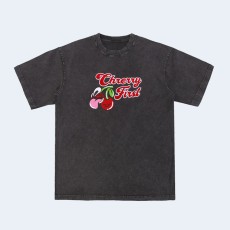 구찌 로고 프린트 체리 워시드 티셔츠 블랙
