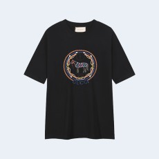 구찌 코튼 저지 프린트 티셔츠 블랙