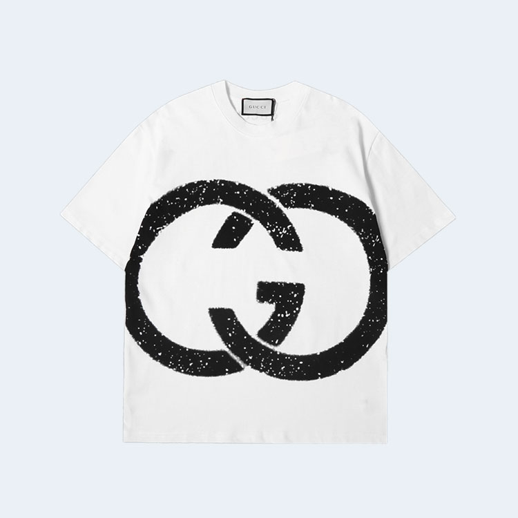 구찌 살로나 드로윙 로고 코튼 티셔츠 화이트