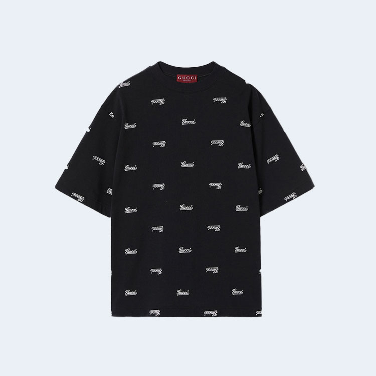 구찌 자수 코튼 저지 티셔츠