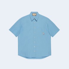 구찌 로고 자수 포플린 셔츠