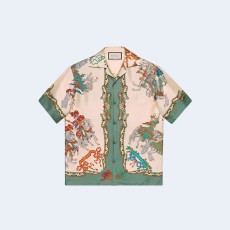 구찌 실크 보울링 셔츠 그린