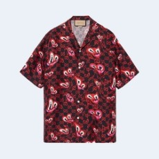 구찌 GG 하트 실크 볼링 셔츠