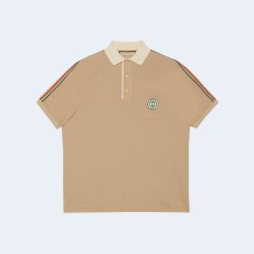 구찌 베이지 스트레츠 코튼 피케 폴로 셔츠