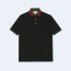 구찌 웹 코튼 피케 폴로 셔츠 블랙