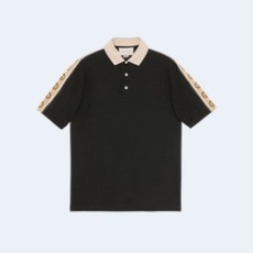 구찌 인터로킹 G 스트라이프 폴로 셔츠 블랙