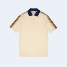 구찌 인터로킹 G 스트라이프 폴로 셔츠 아이보리