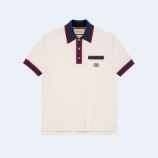 구찌 코튼 피케 인터로킹 G 폴로 셔츠 화이트