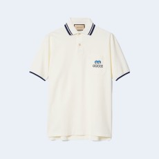 구찌 엠브로이더리 코튼 피케 폴로 셔츠 화이트