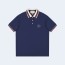 구찌 GG 우븐 슬리브 폴로 셔츠 네이비
