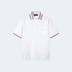 구찌 웹 화이트 코튼 피케 폴로 셔츠