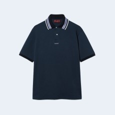 구찌 자수 코튼 폴로 셔츠 네이비
