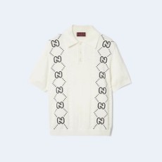 구찌 GG 인타르시아 코튼 니트 폴로 탑