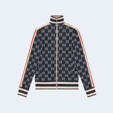 구찌 GG 자카드 코튼 자켓 블루 아이보리