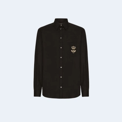 돌체앤가바나 자수 장식 마티니 핏 코튼 셔츠